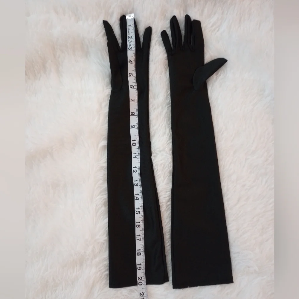 Black Feather Headband And Long Black Gloves Set